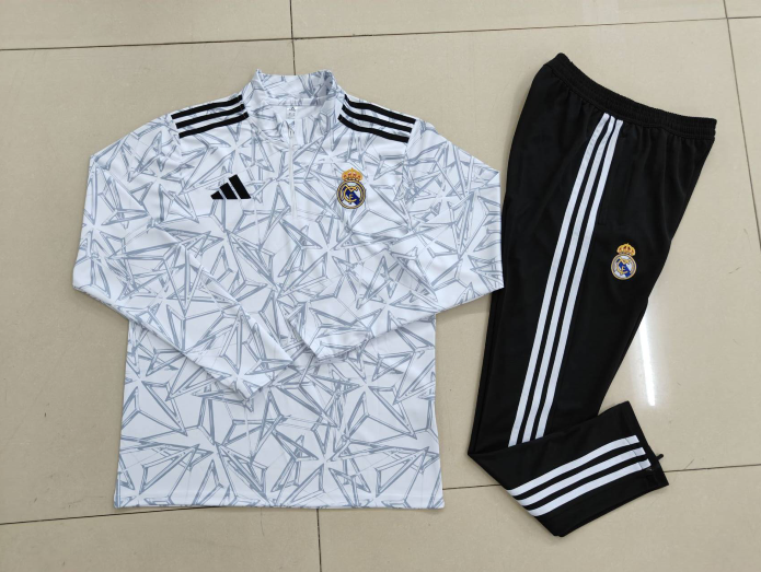 24/25 Real Madrid grey print half-zip training suit 1:1 Thai quality