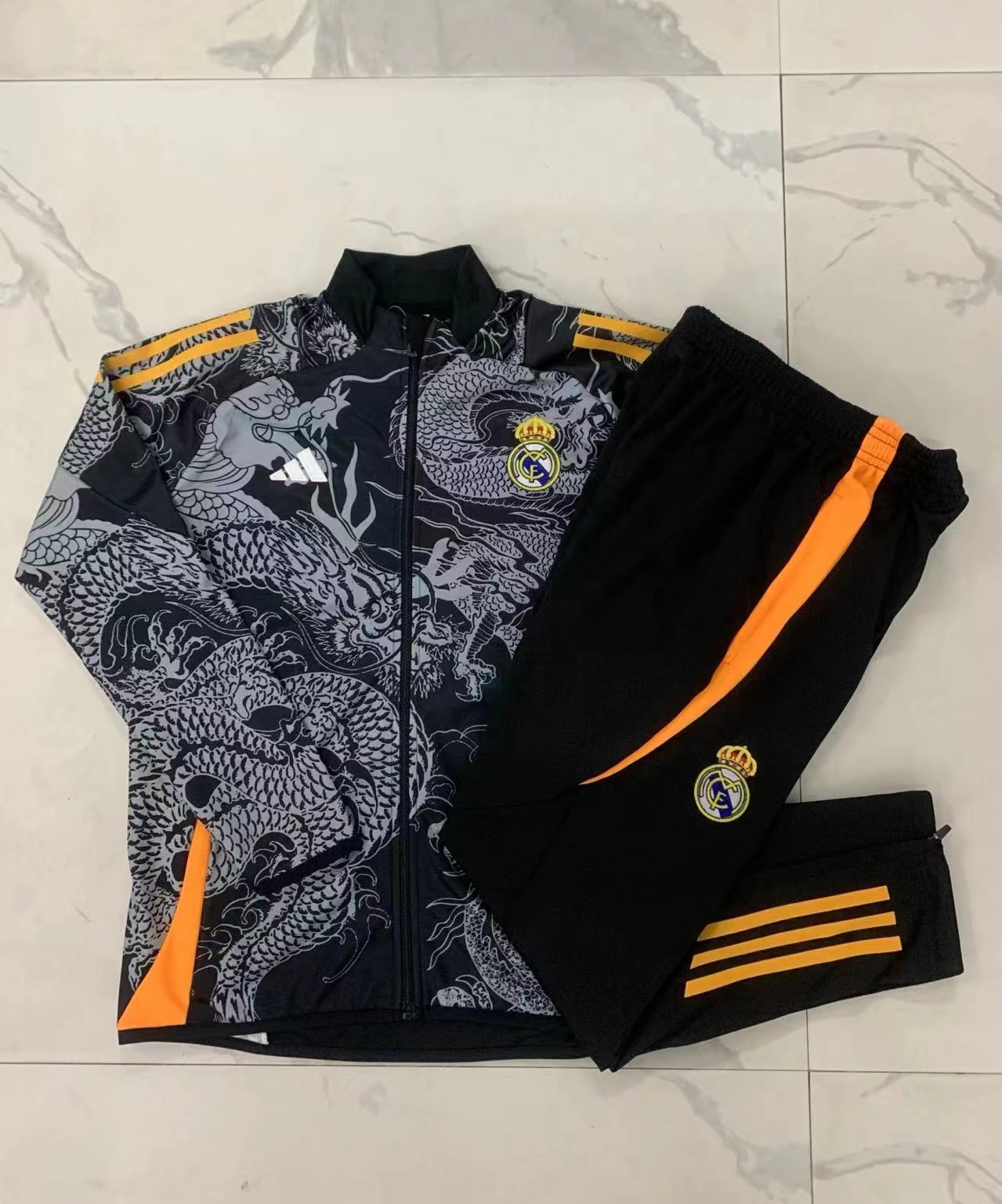 2425 Long Pull Real Madrid Black (Inkjet Dragon) 1:1 Thai Quality