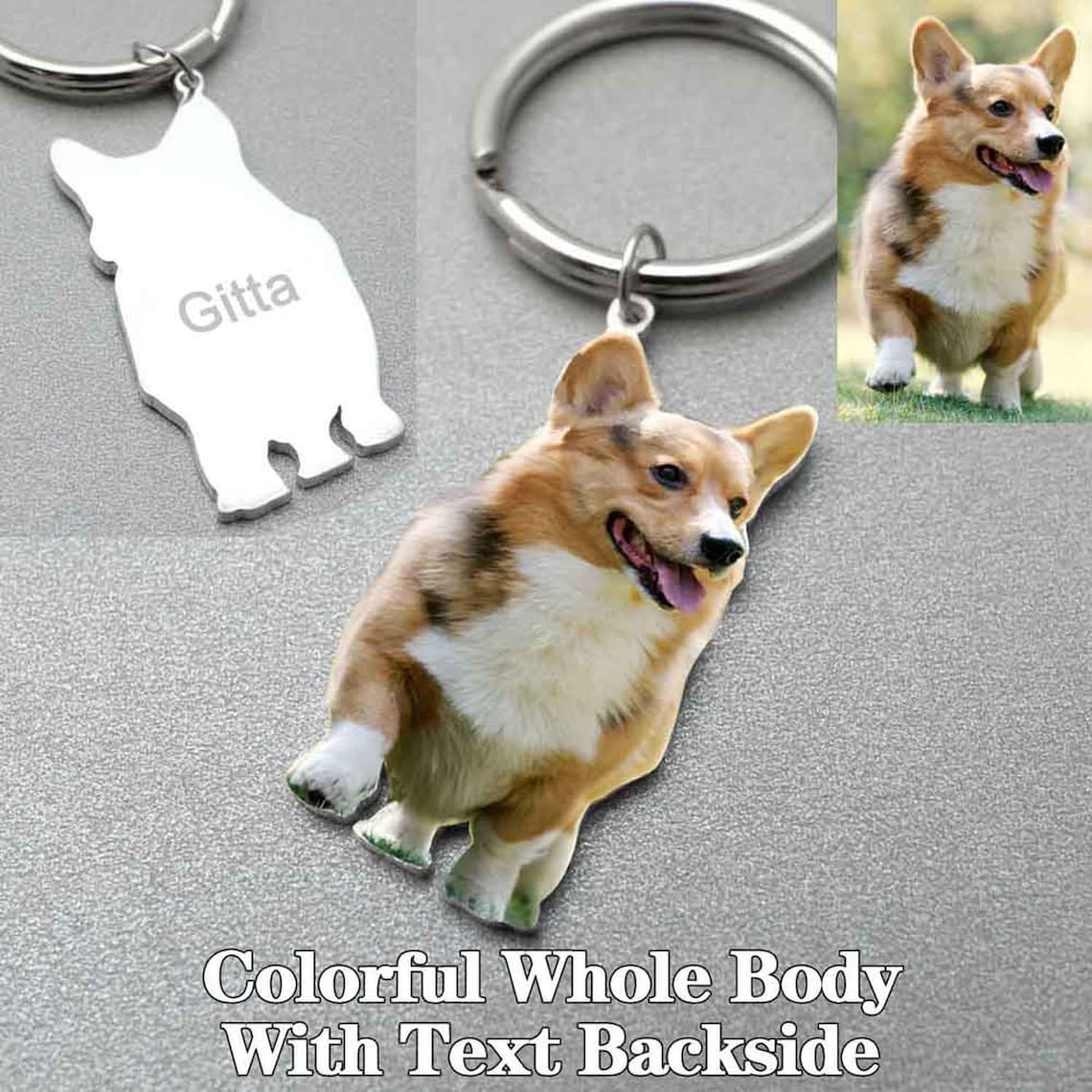 Engraved Stainless Pet Photo Keychain, Custom Pet Keychain, Custom Dog Keychain, Pet Memorial Keychain, Pet Lover Gift, Fathers Day Gift