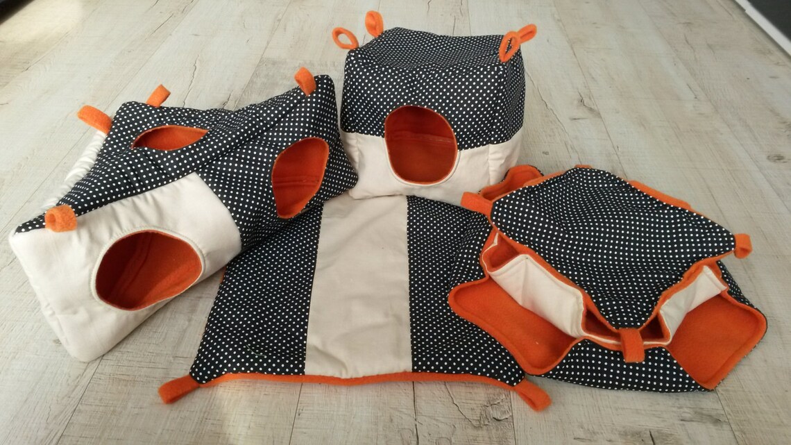 Rat hammock, rat cage accessories, sugar glider toys, 4 piece set for rats, ferrets, guinea pigs, squirrels, cube, honeycomb, corner hut