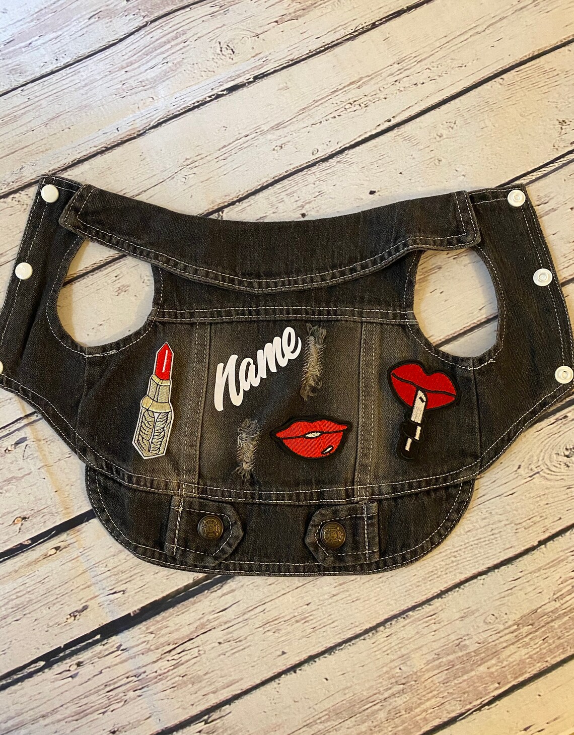 Denim Dog Vest/ Denim Dog Vest with Patches / Denim Dog Jacket / Small Dog Denim Jacket / Dog Denim / Custom Dog Jacket