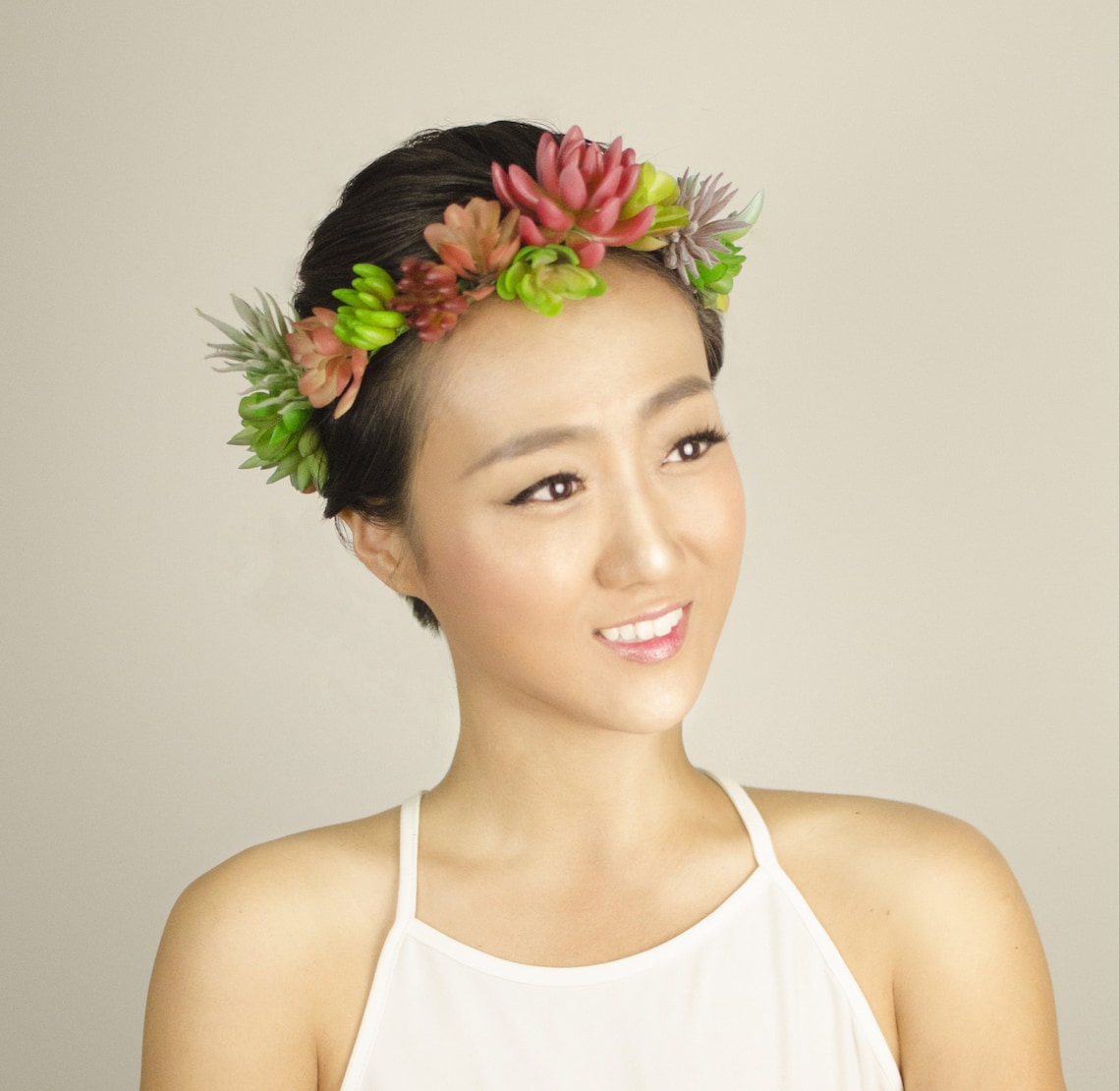 BoutiquebyBrendaLee Realistic Succulents Crown Flower Head wreath floral circlet hair accessories greenery headwreath millinery headpiece