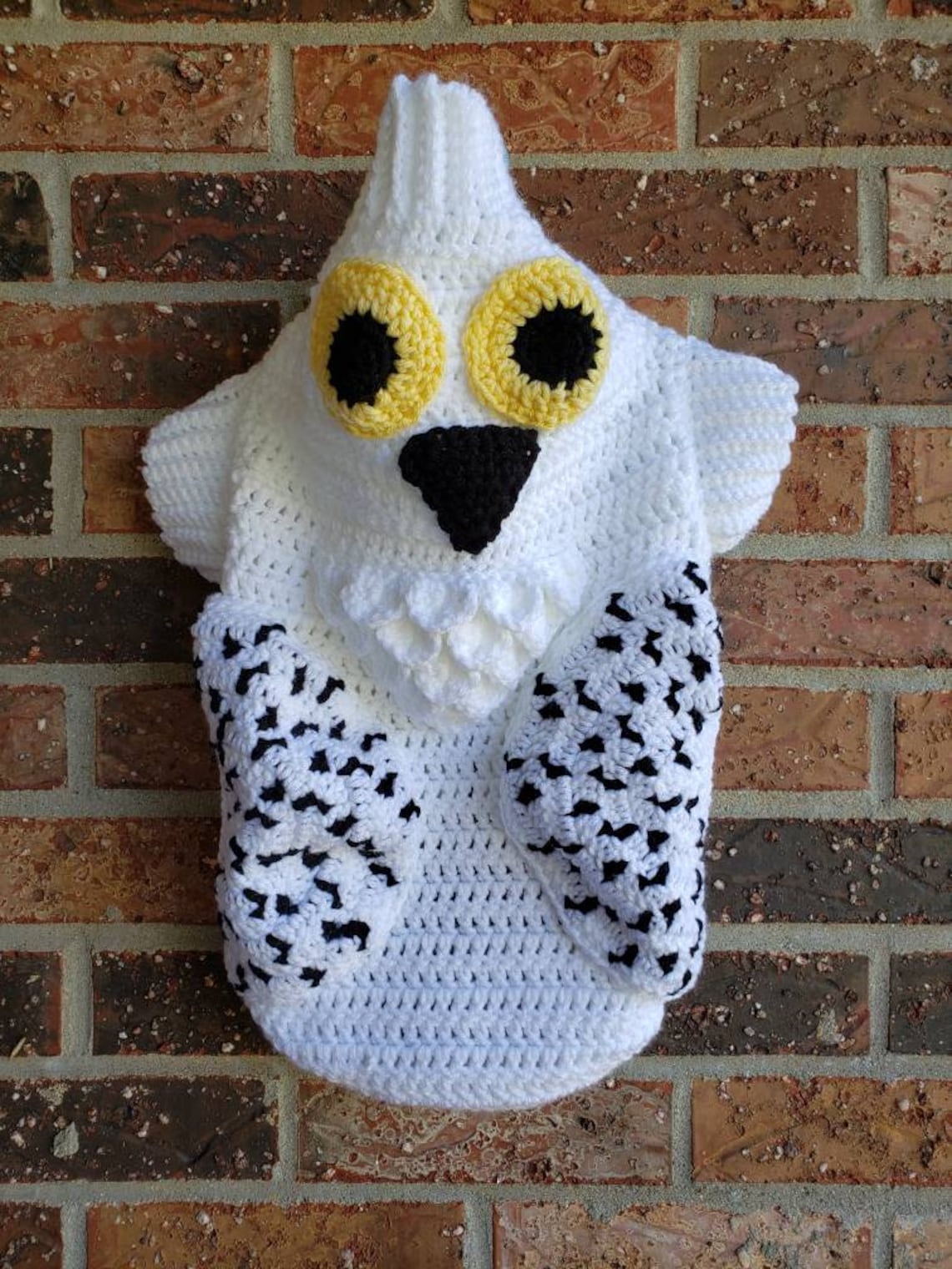 Snowy Owl Dog Costume, Pet Sweater, Dog Shirt, Crochet Puppy Coat