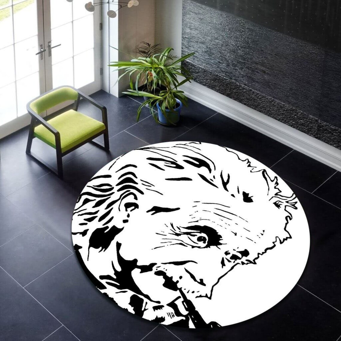 Albert Einstein Pattern, Albert Einstein Pattern Rug, Round Rug, Popular Rug, Living Room, Home Decor, Albert Einstein Pattern Round Rug