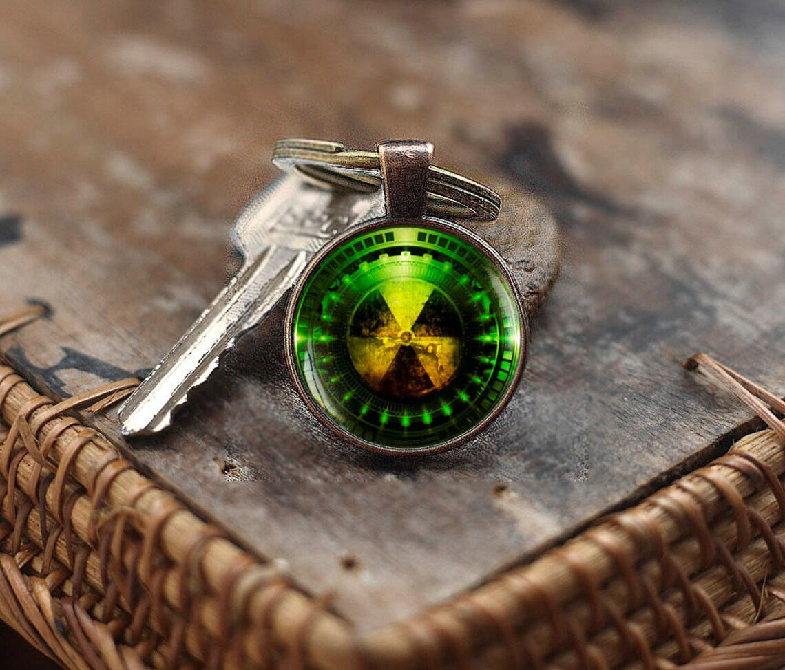 Radiation Hazard Symbol Keychain, Radioactive Chemistry Keychain, Physics Keychain, Sci Fi Science Keychain, Fallout Keychain