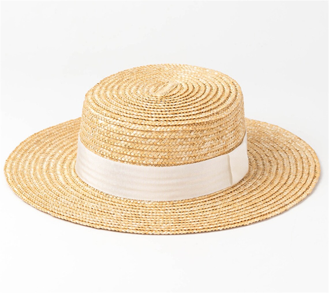 Flat Straw Hat, Outdoor Sunscreen Straw Hat, Travel Sunshade Straw Hat, Flat Top Hat, Beach Straw Hat,Women Accessories