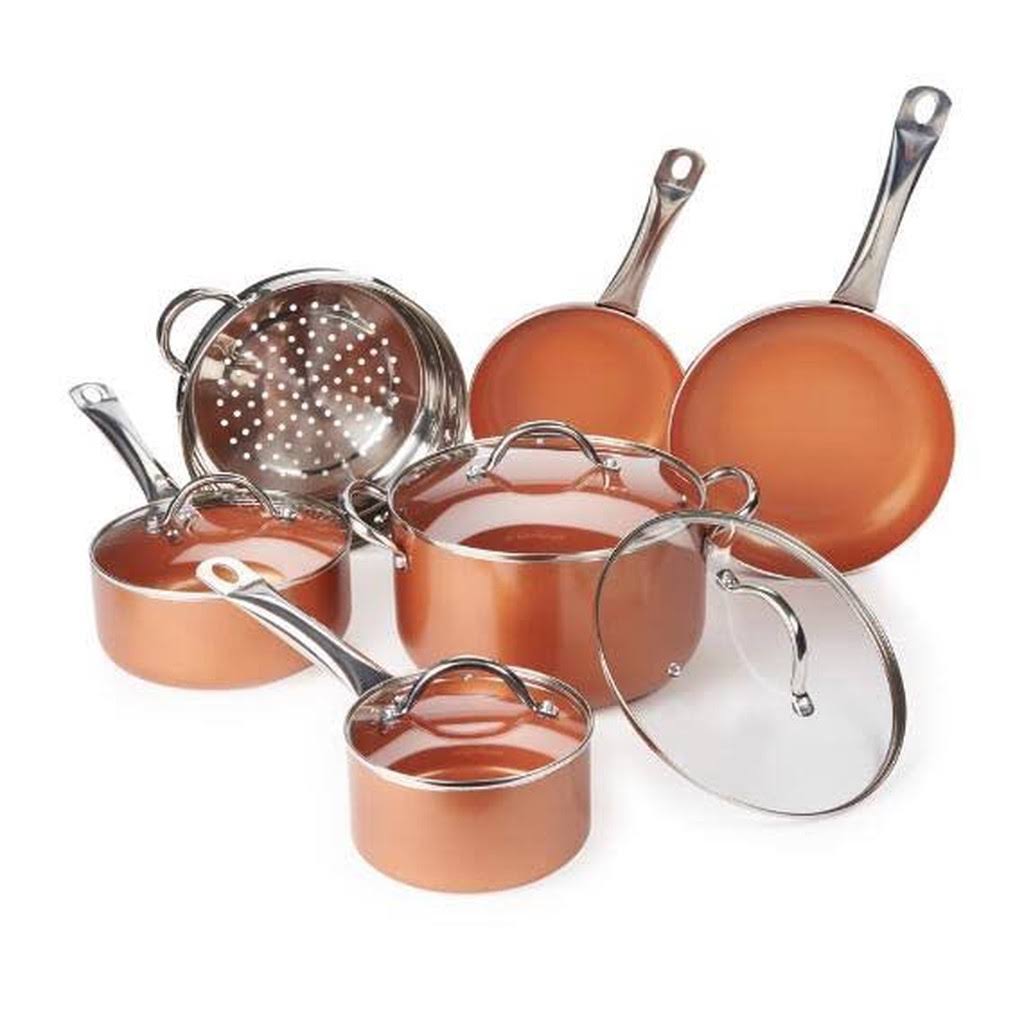 Copper Pan 10-Piece Set Luxury Induction Cookware Non-Stick