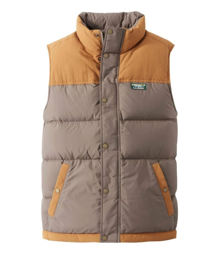 Men's Mountain Classic Down Vest, Colorblock Brown Extra Large | L.L.Bean
