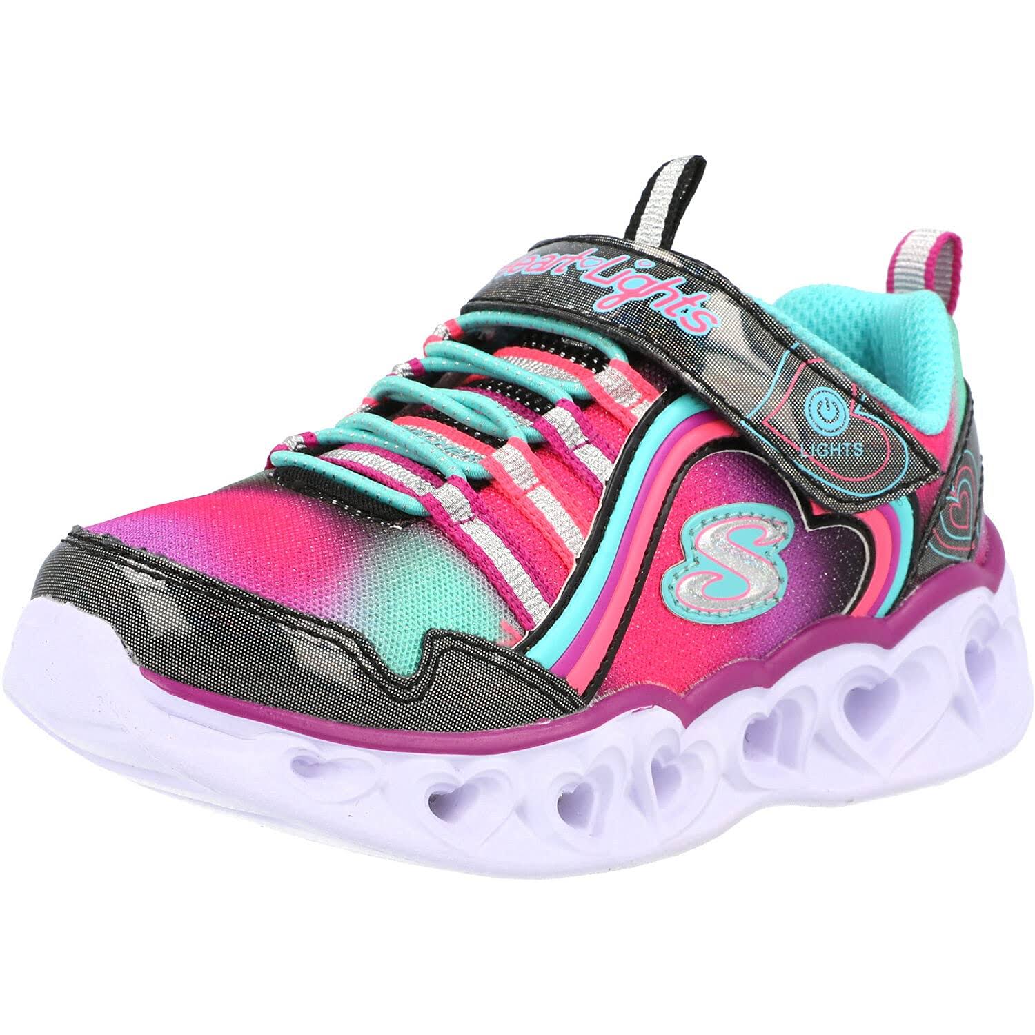 Heart Lights Rainbow Lux in Black Multi by Skechers - Size 2