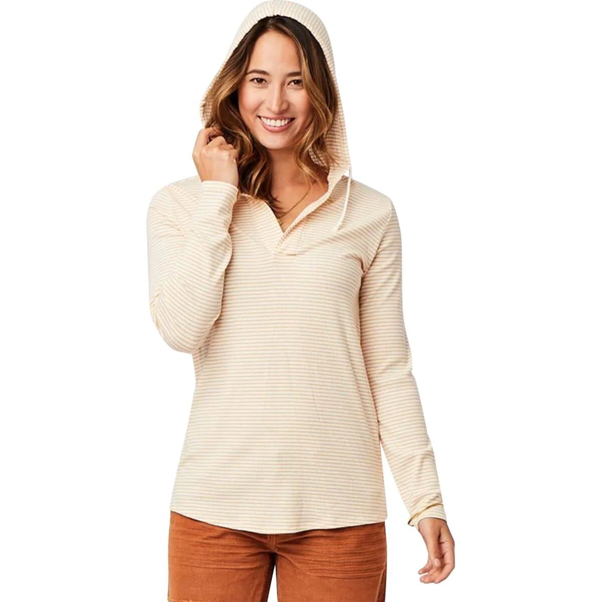 Carve Designs Women's Delia Hoodie - Xs - Papaya Bayside Stripe