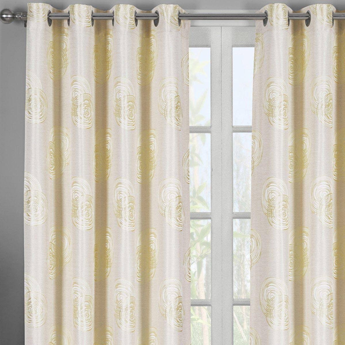 Lafayette Modern Abstract Jacquard Curtain Panels with Grommets ( Set of 2 Panels ): 108x22Wx108x22L, Yellow