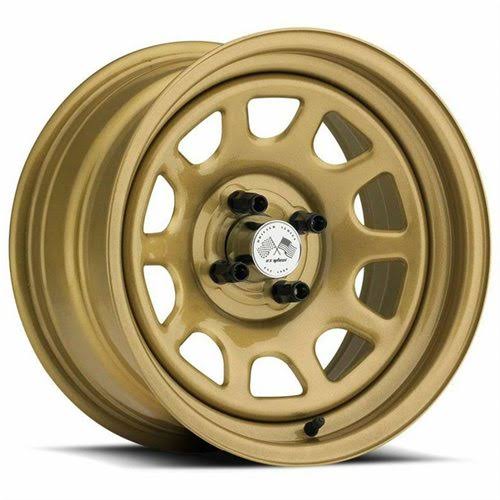 U.S. Wheel : Wheel, 022 Series Drift Daytona FWD, Steel, Gloss Gold, 15 inch x 7 in., 5 x Wheels