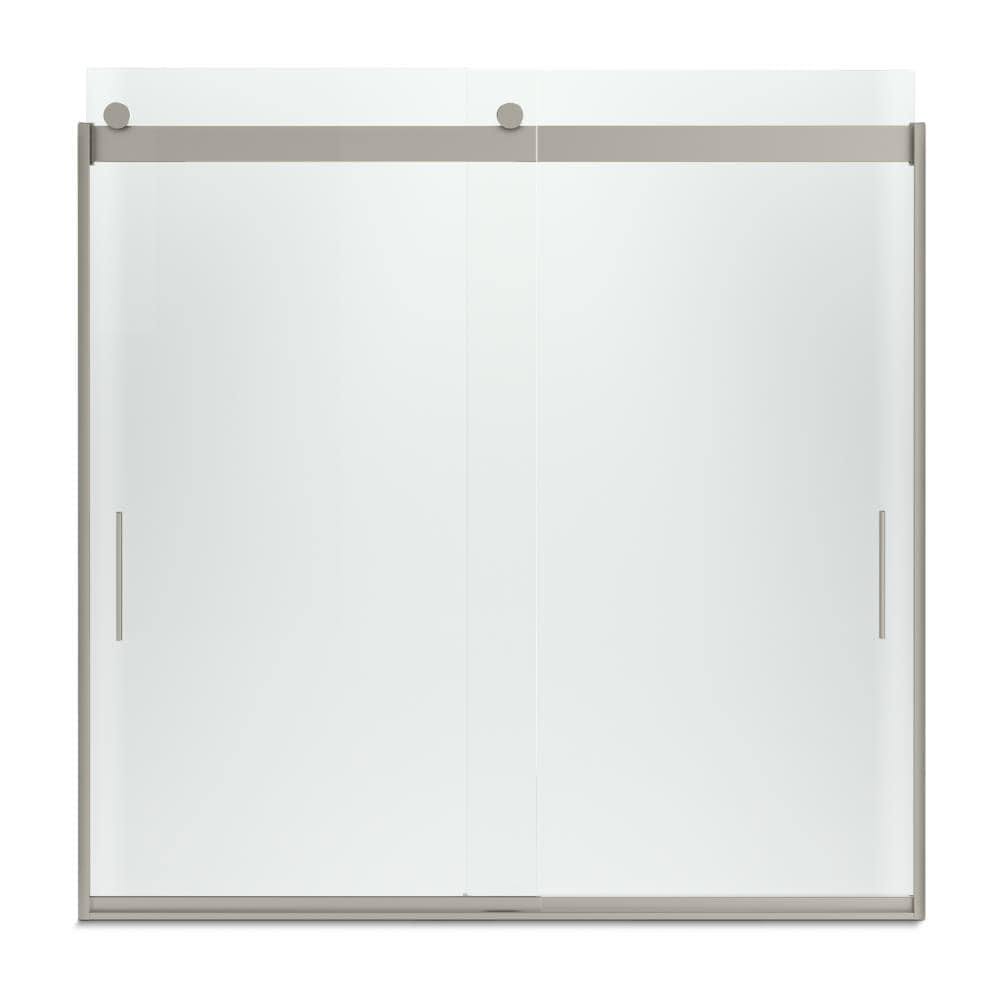KOHLER K-706002-D3-MX Levity Frameless Sliding Bath Door with Frosted Glass, Matte Nickel
