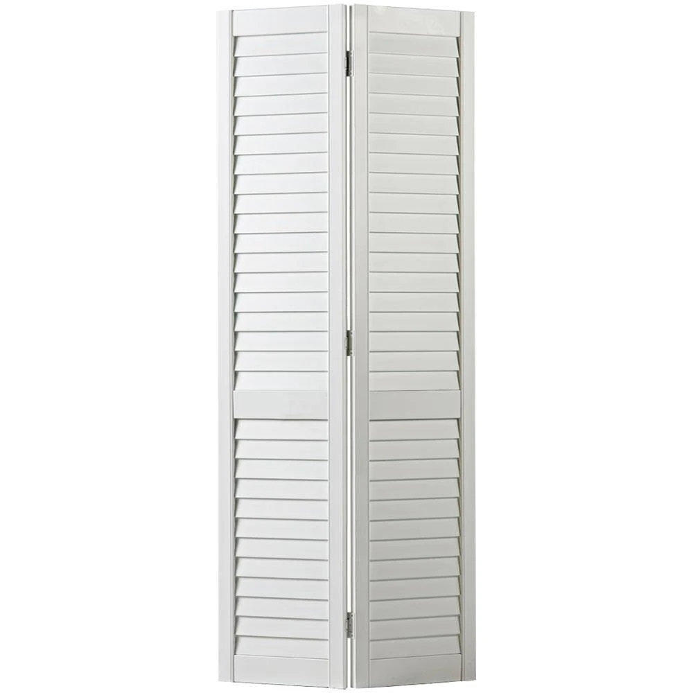 Masonite 30 in. x 80 in. Plantation Full-louvered Painted White Solid-Core Pine Bi-Fold Interior Door
