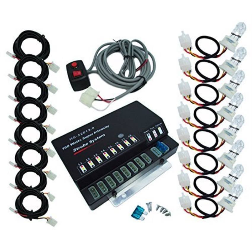 Ediors 160W 8 HID Bulbs Hide-A-Way Emergency Caution Security Hazard Warning Headlight Strobe Lights Kit System