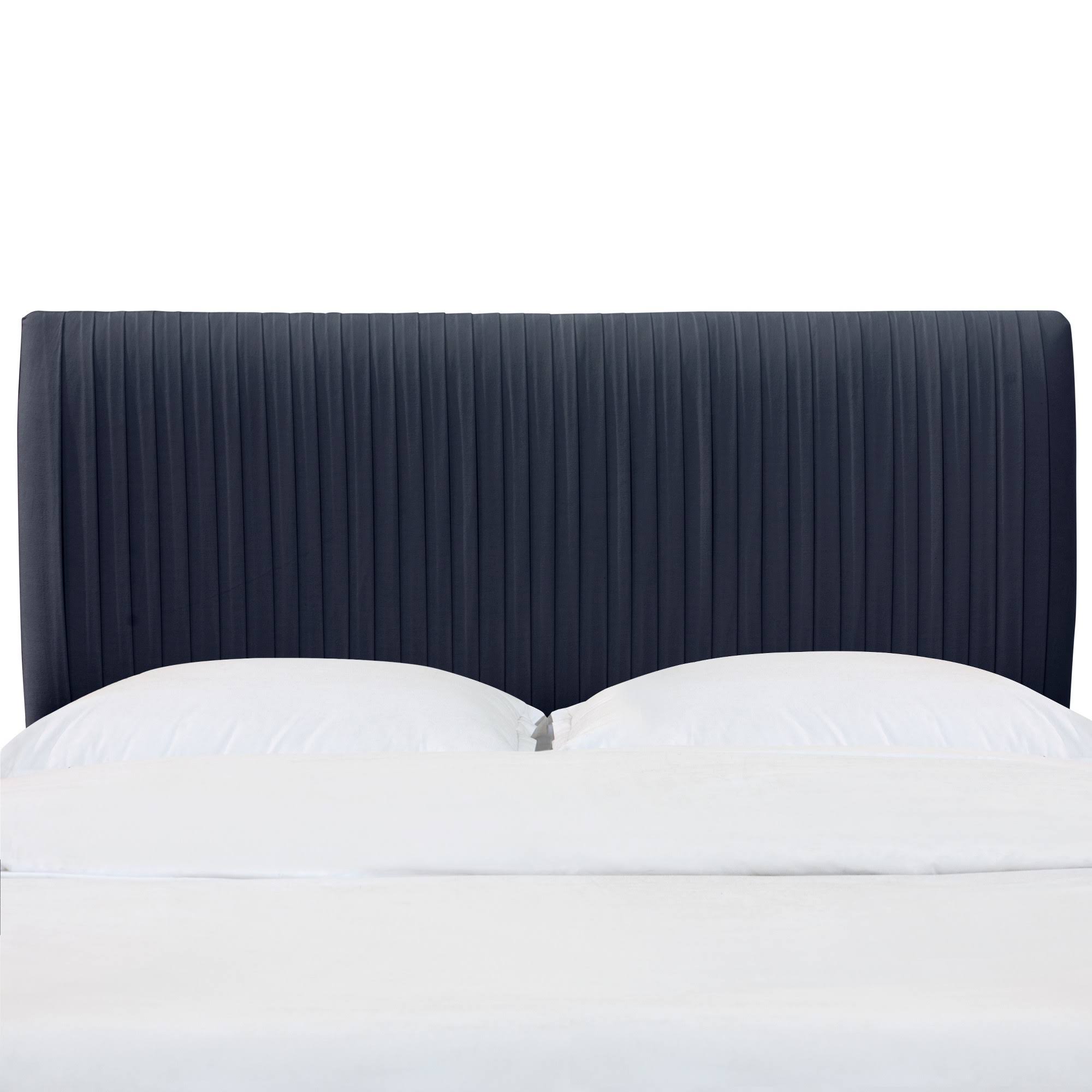Queen Skylar Upholstered Pleated Headboard Navy Velvet - Cloth u0026 Co.