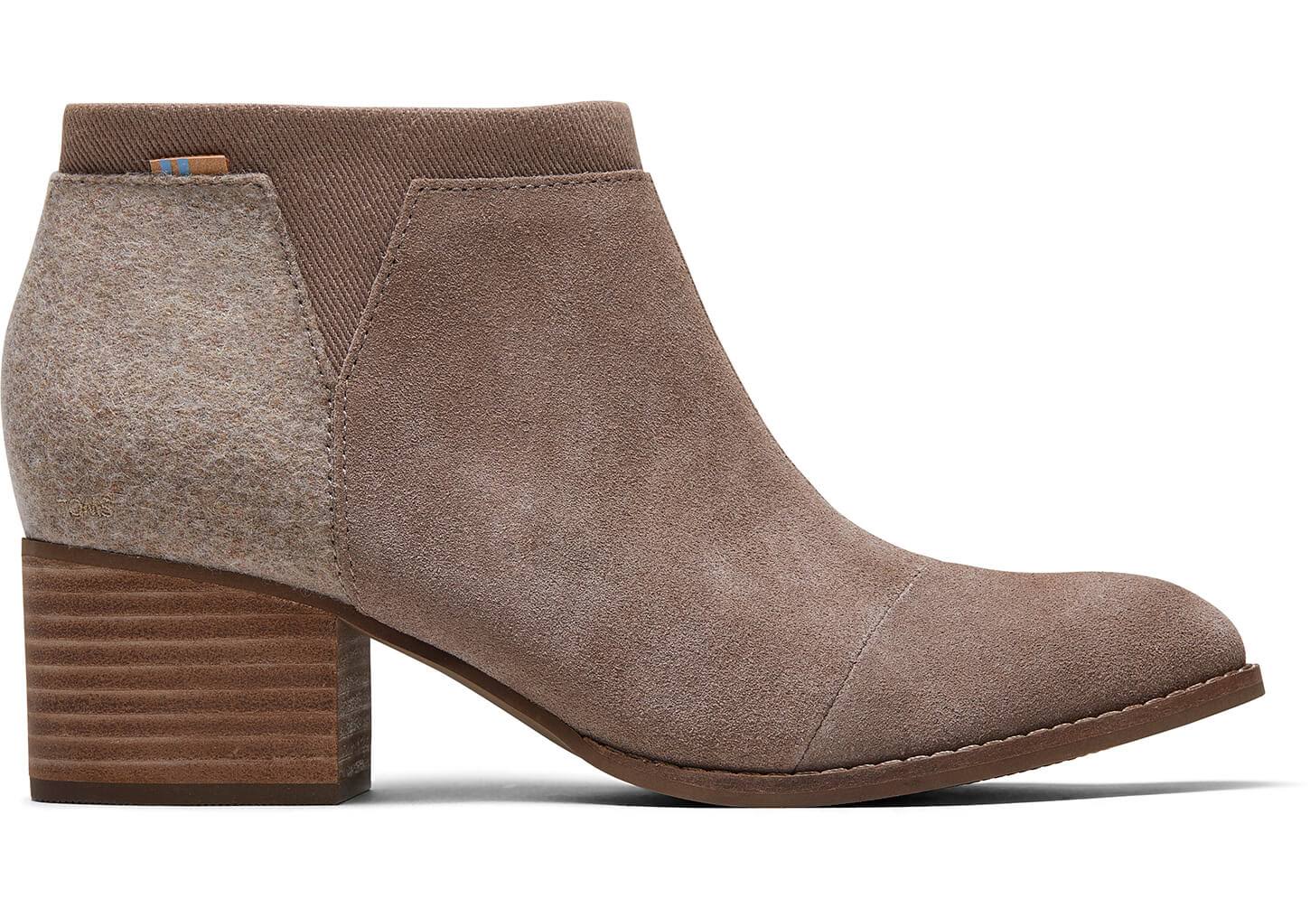 Toms Taupe Gray Suede Women's Loren Booties