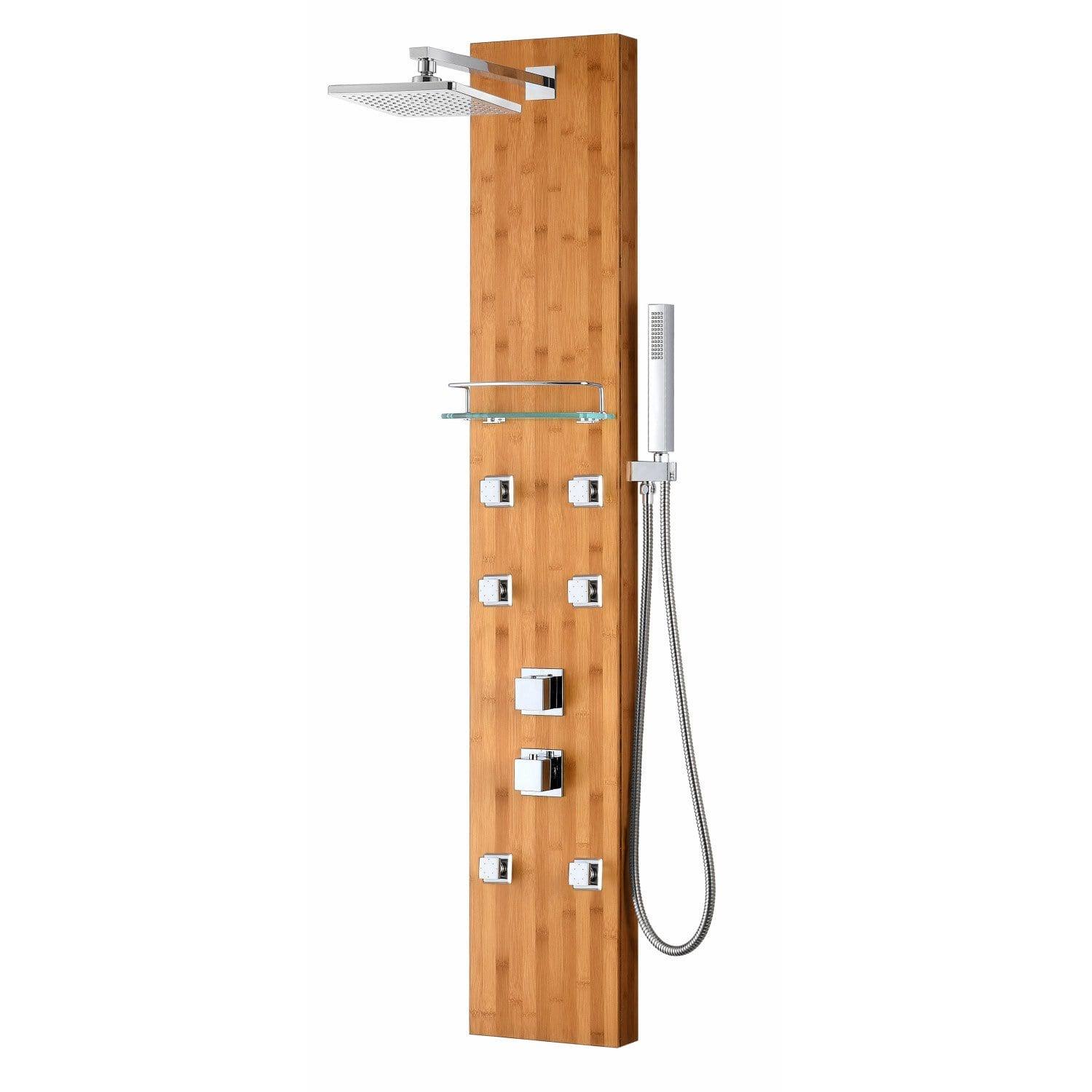 Mansion 60 in. Full Body Shower Panel with Heavy Rain Shower and Spray Wand in Natural Bamboo - Anzzi - SP-AZ8099