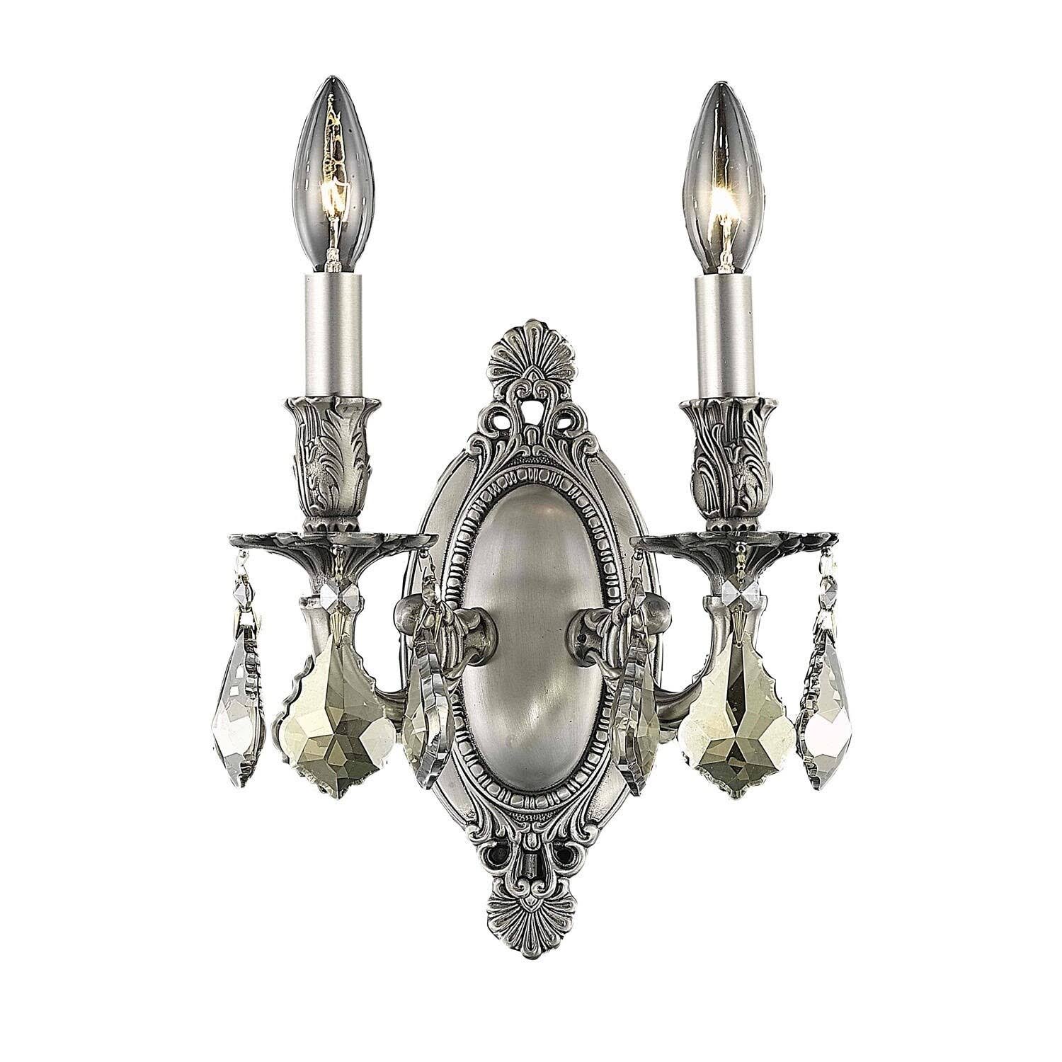 Somette Aubonne Royal Cut Crystal and Pewter 2-Light Wall Sconce