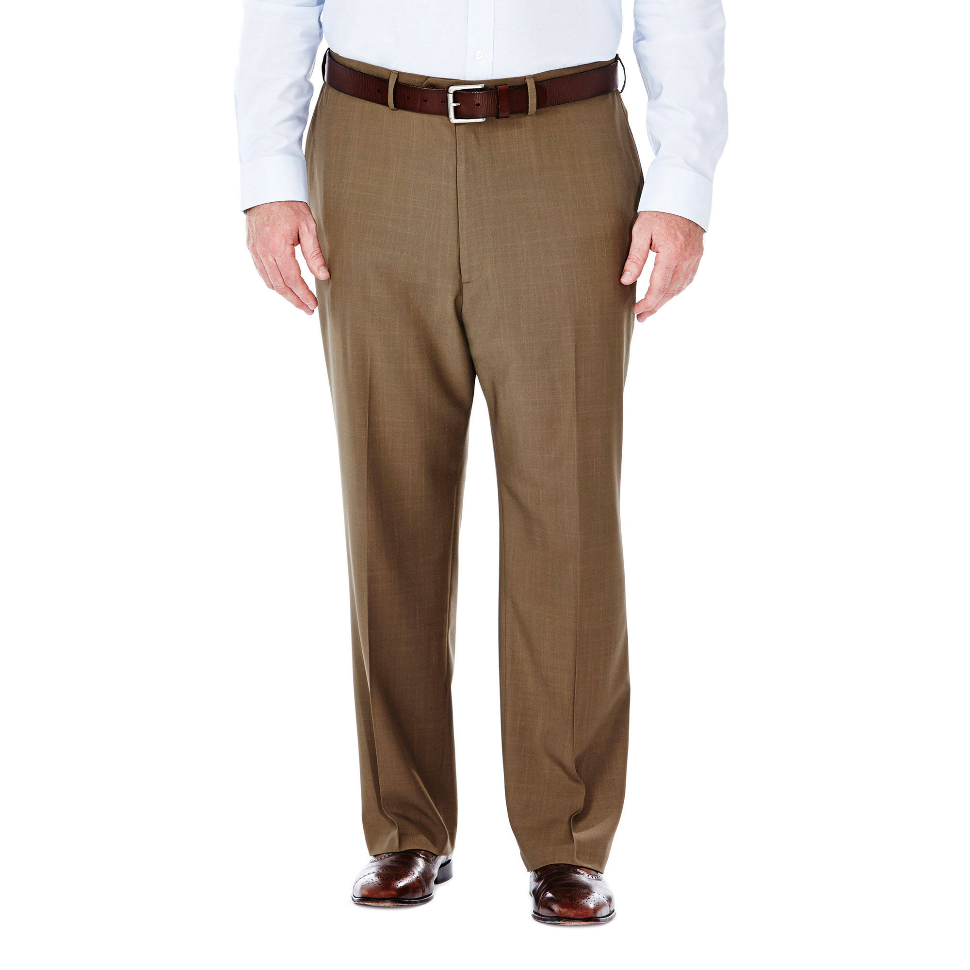Haggar Brown Big u0026 Tall Eclo Stria Classic Fit Flat Front Dress Pants