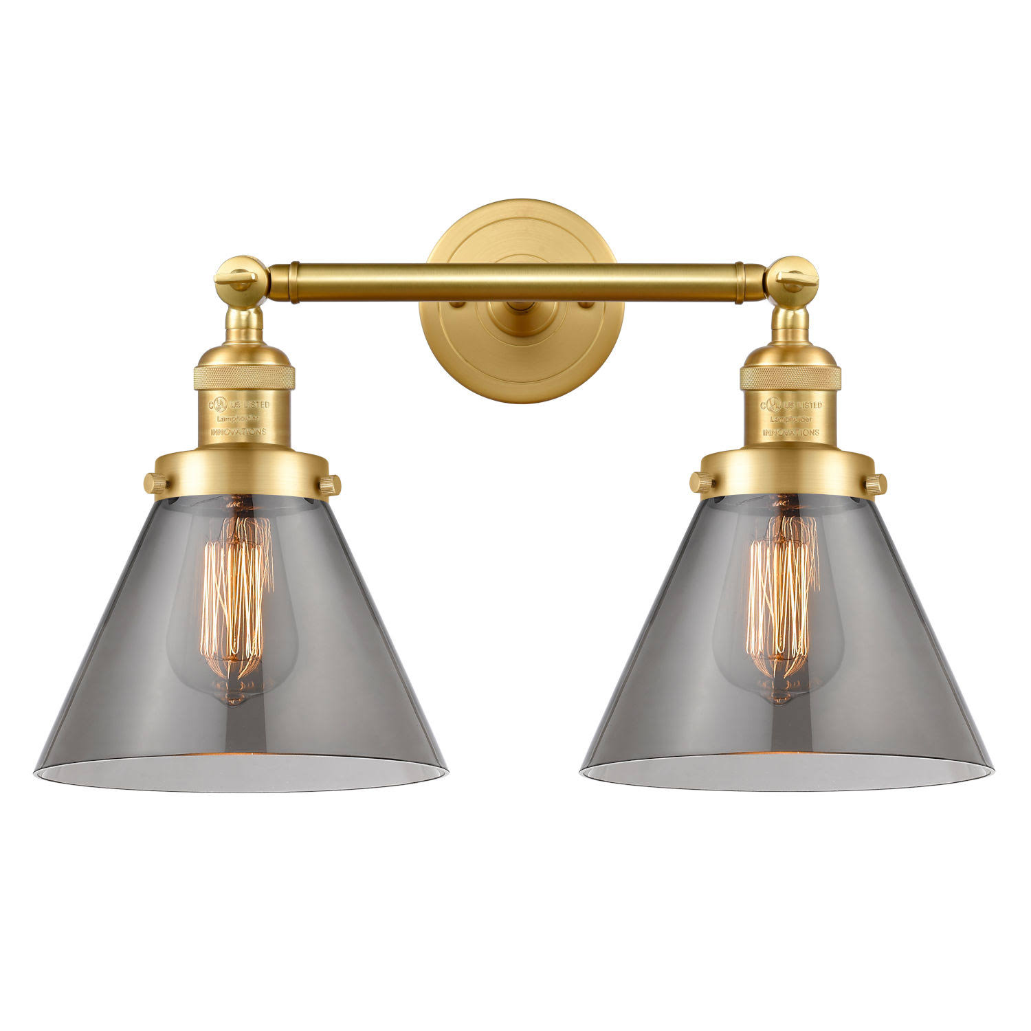 Innovations 208-SG-G43-LED Satin Gold Large Cone 2 Light Bath Vanity Light