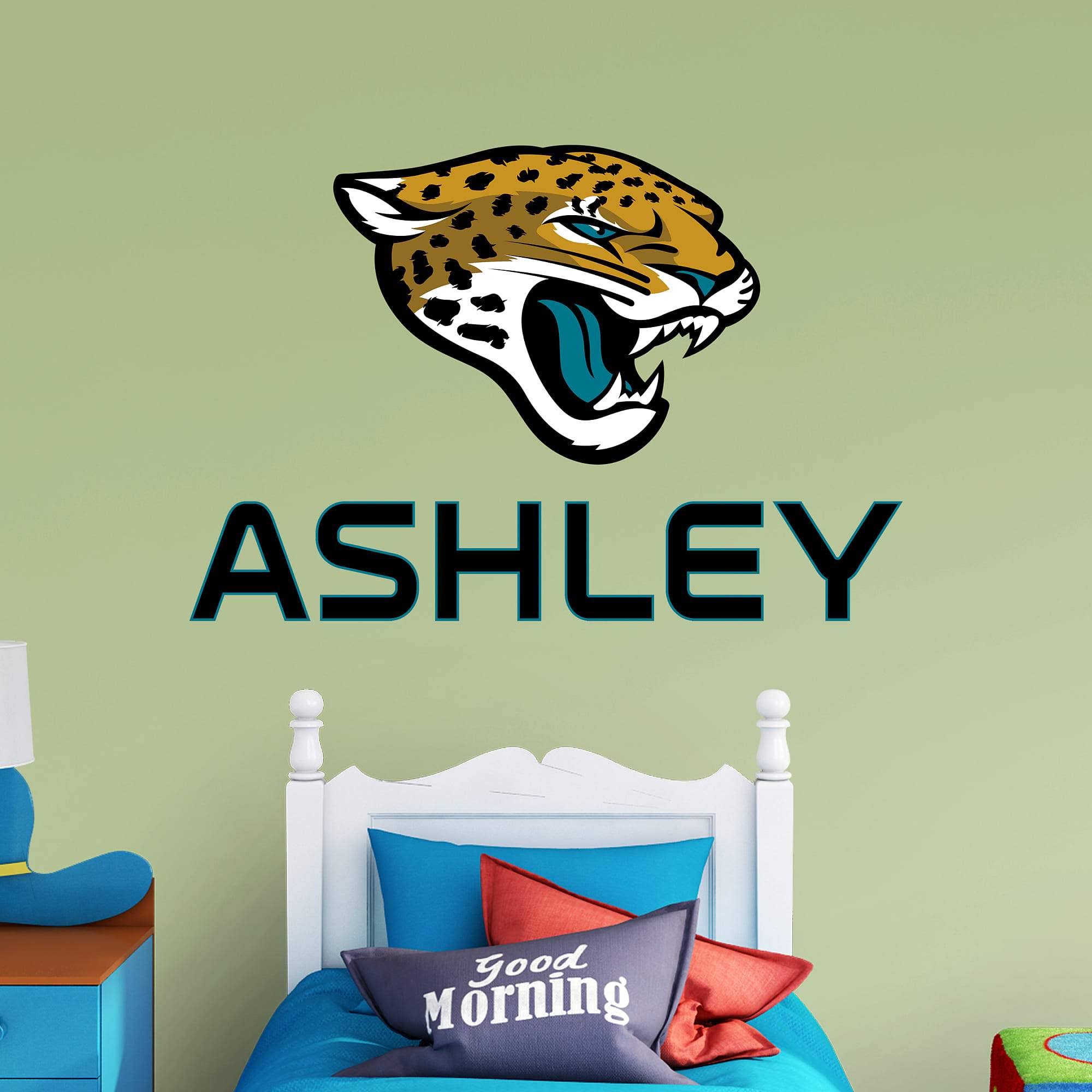Jacksonville Jaguars: Stacked Personalized Name - Officially Licensed NFL TRANSFER Wall Decal in Black (52x22W x 39.5x22H) by Fa