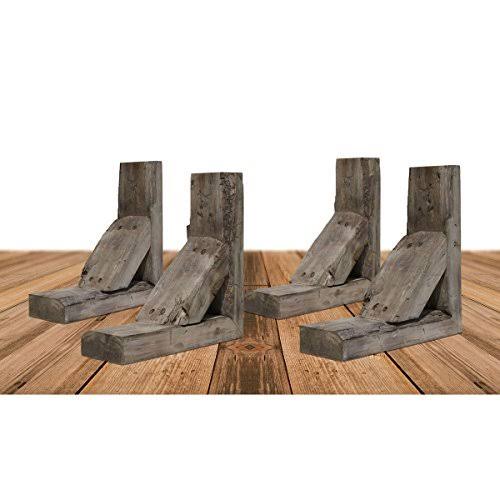 Ekena Millwork 3 1/2 inchw x 8 inchd x 8 inchh Vintage Farmhouse BRACKET, Barnwood Decor Collection, Pebble Grey (4-Pack)