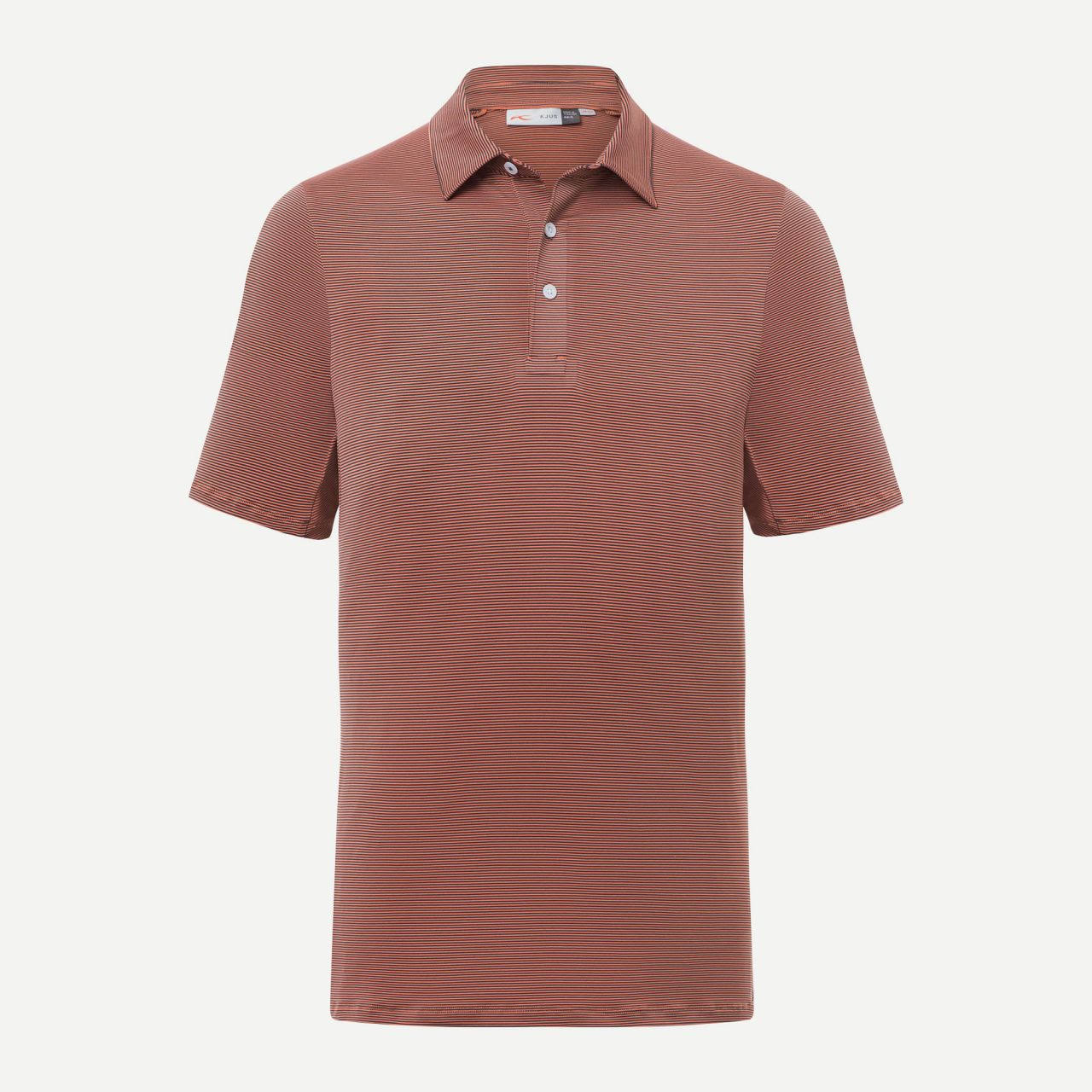 KJUS Men's Soren Polo Short Sleeve Shirt (2019) for Adults | Intensive Peach/Steel Grey
