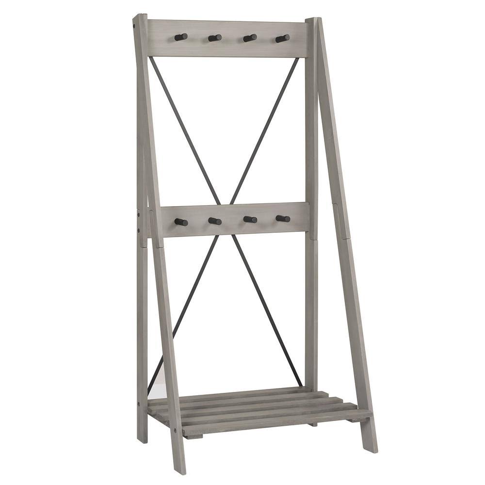 Welwick Designs Grey Solid Wood Hall Tree with Shelf and 8-Hooks