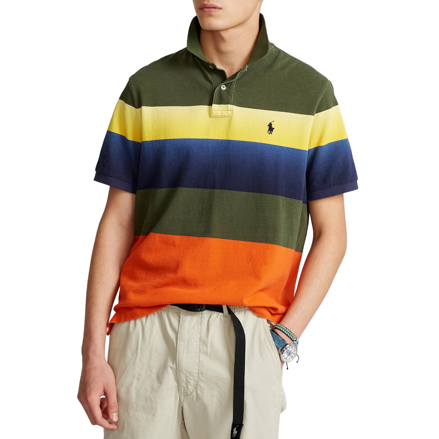 Polo Ralph Lauren Custom Slim Fit Mesh Men's Polo Shirt - Army Multi