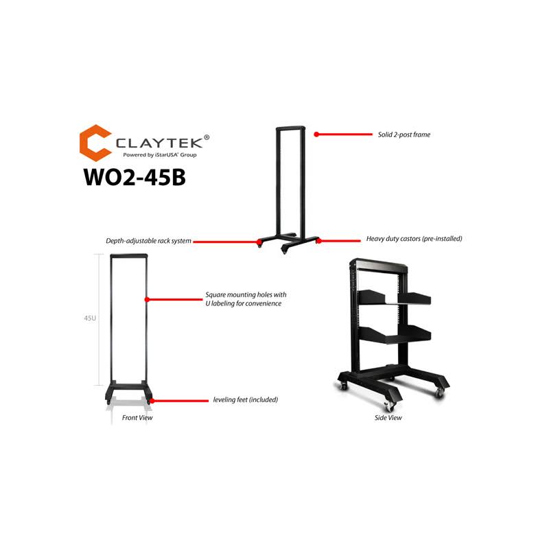 iStarUSA WO2-45B 45U 2 Post Open Frame Rack