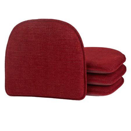 Gripper Non-Slip 15 inch x 16 inch Vienna Chenille Scarlett Red Chair Cushions, Set of 4