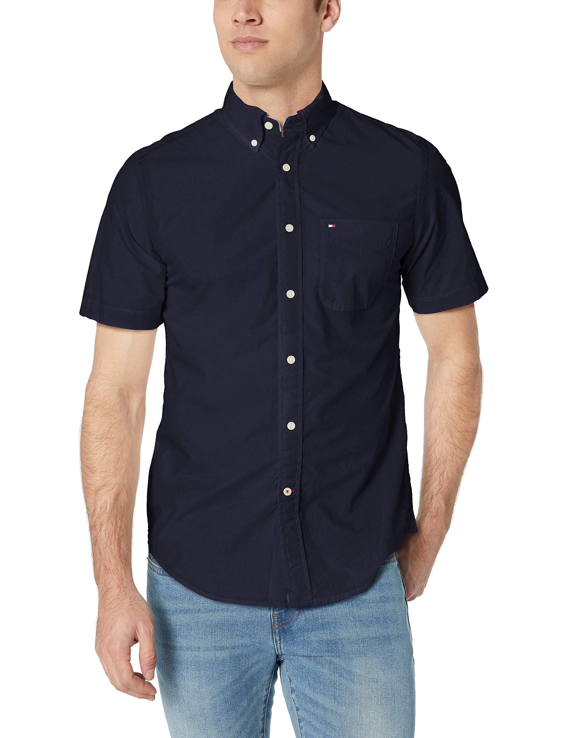 Tommy Hilfiger Men's Big u0026 Tall Maxwell Short-Sleeve Button-Down Shirt - Navy Blazer