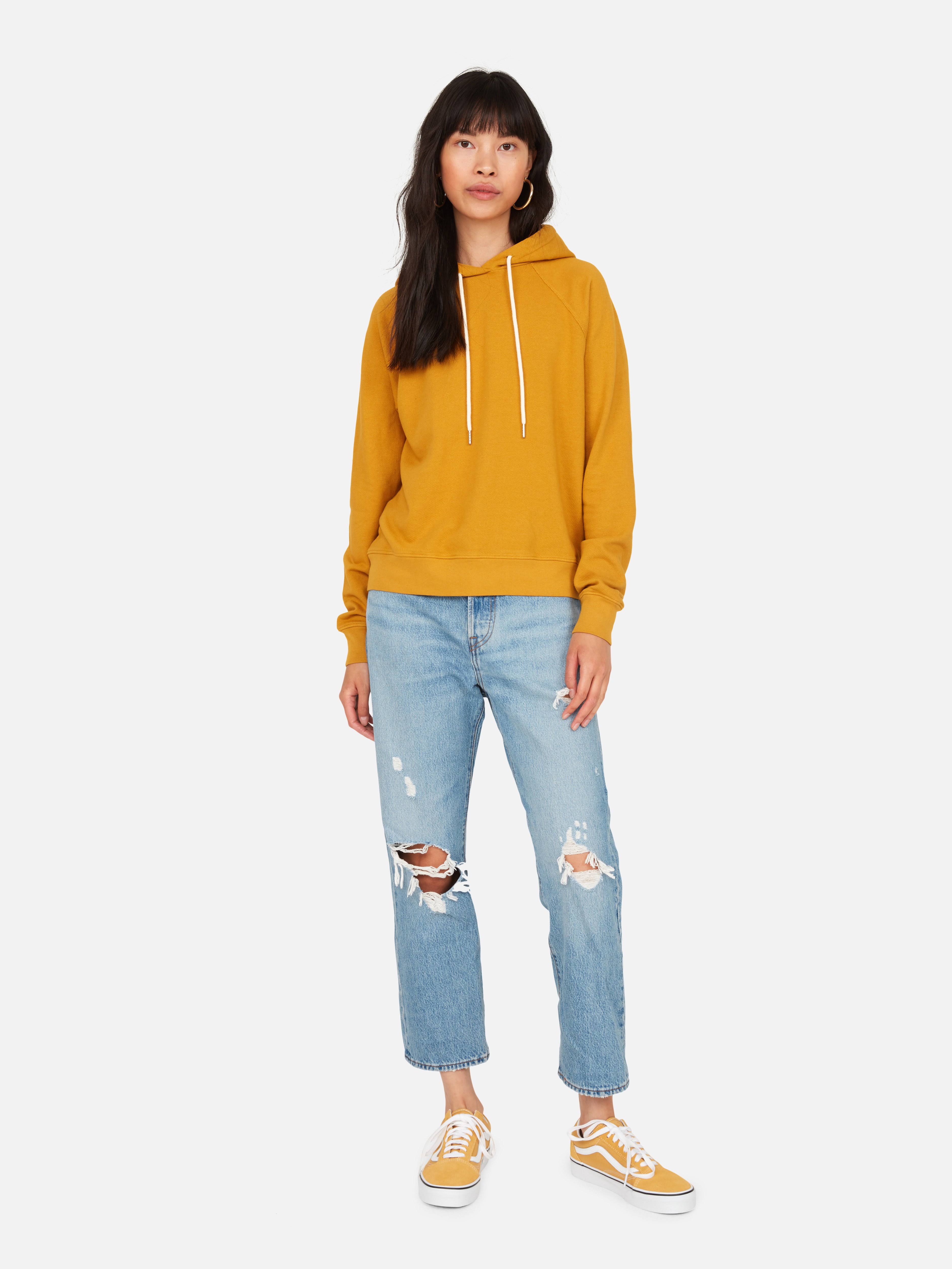 Organic Terry Raglan Hoodie Turmeric / M