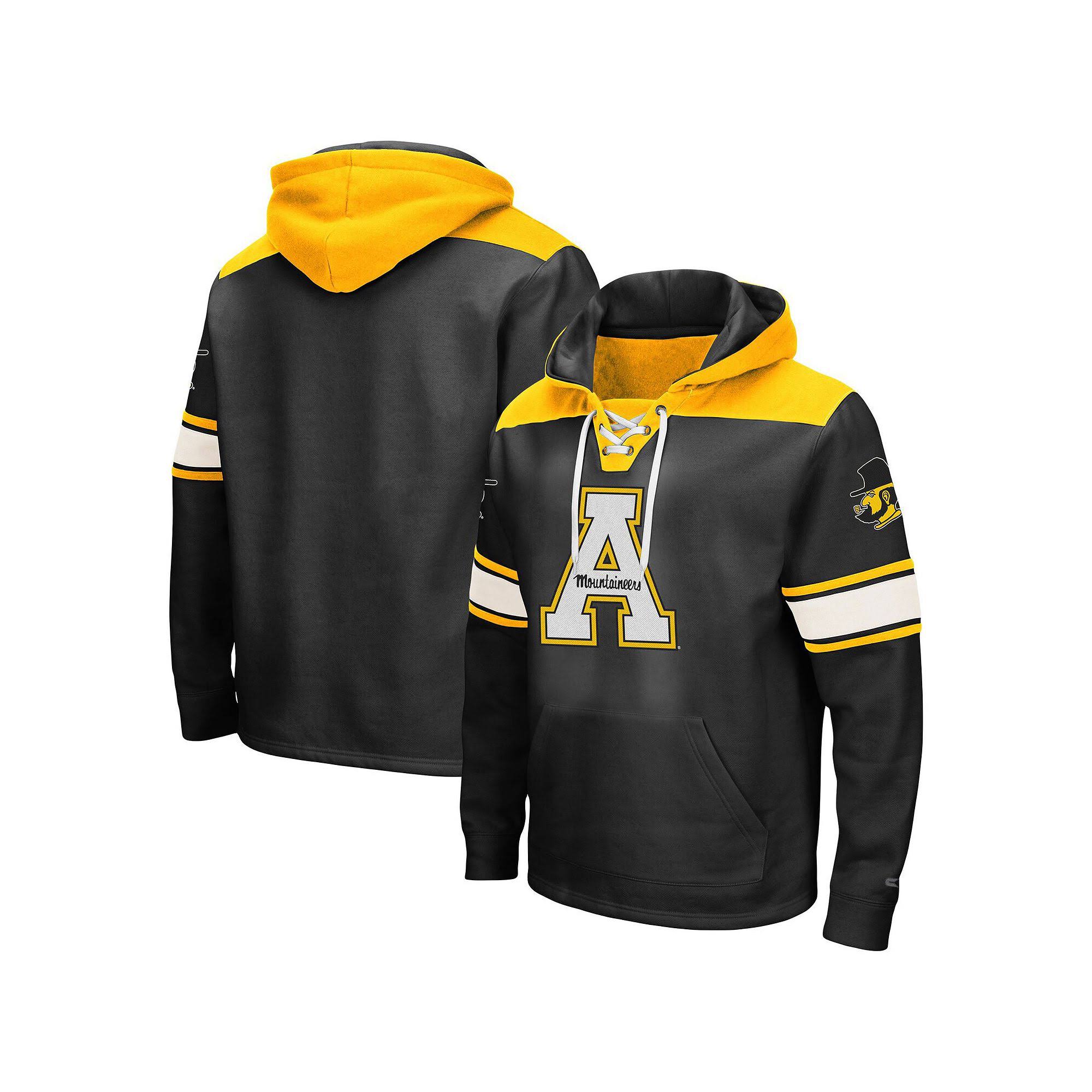 Colosseum Appalachian State Mountaineers Black 2.0 Lace-Up Logo Pullover Hoodie Size: Small