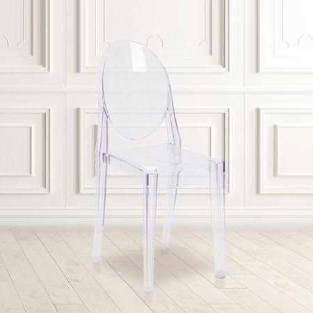 4 Pack Ghost Side Chair in Transparent Crystal Stack Chair - Event u0026 Accent Chair, Size: 15 W x 19.5 D x 35.75 H, Clear