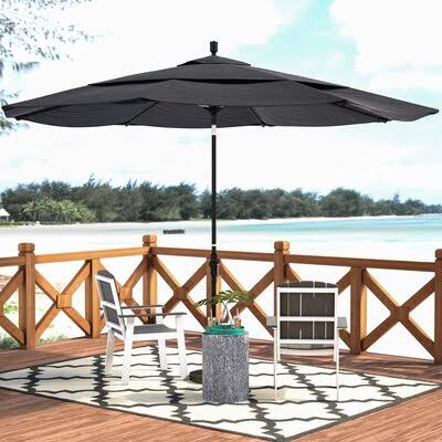 Mariyah 11& Market Umbrella Arlmont u0026 Co. Frame Color: Matted Black, Fabric Color: Pacifica Taupe