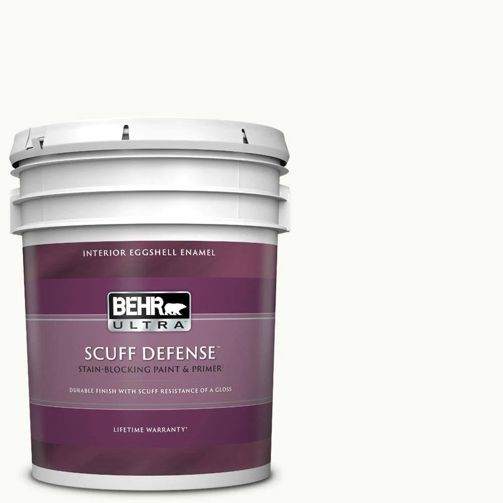 BEHR Ultra 5 gal. #PR-W15 Ultra Pure White Extra Durable Eggshell Enamel Interior Paint u0026 Primer