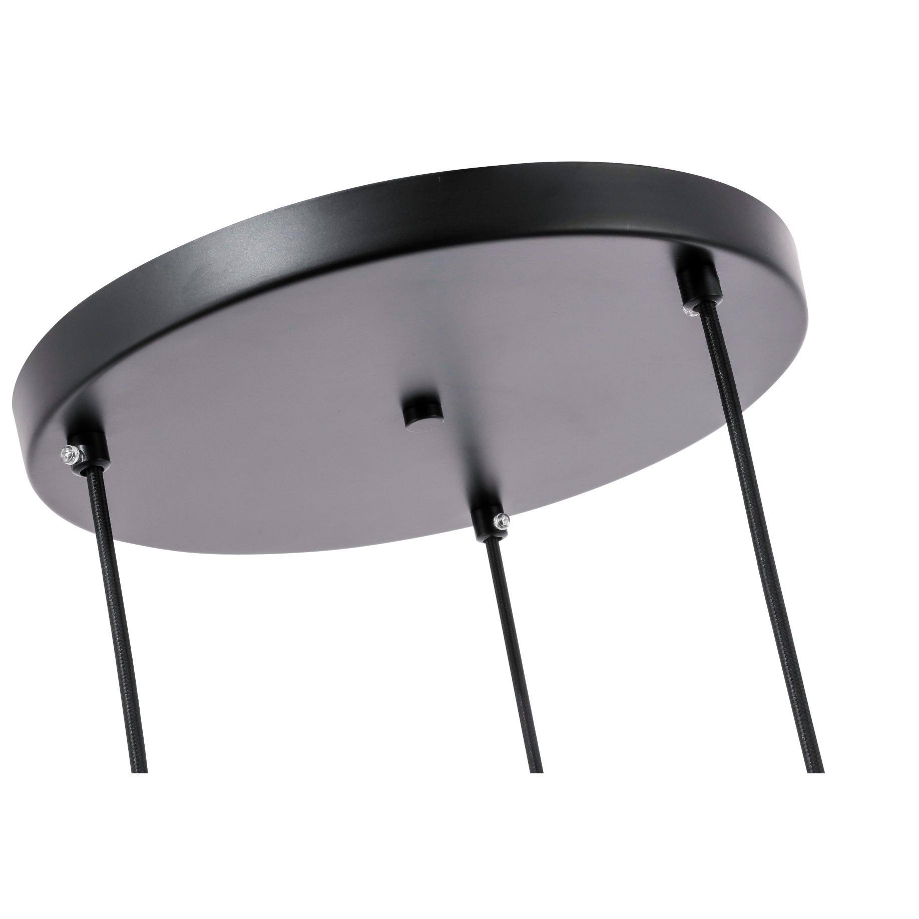 Elegant LD2263BK Gene 3 Light Black and Frosted White Glass Pendant