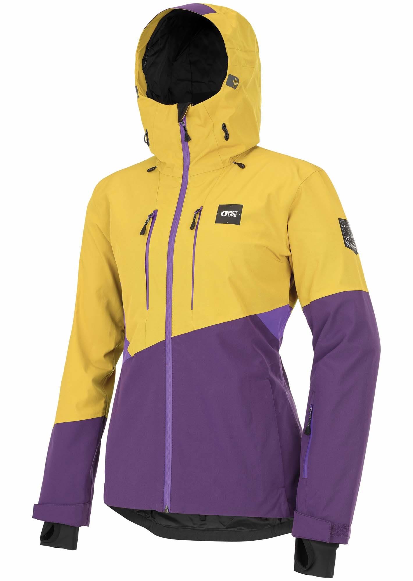 Picture Seen Jacket Colorblock-Yellow-Purple, Womens Waterproof Jacket, Size S - Color Safran