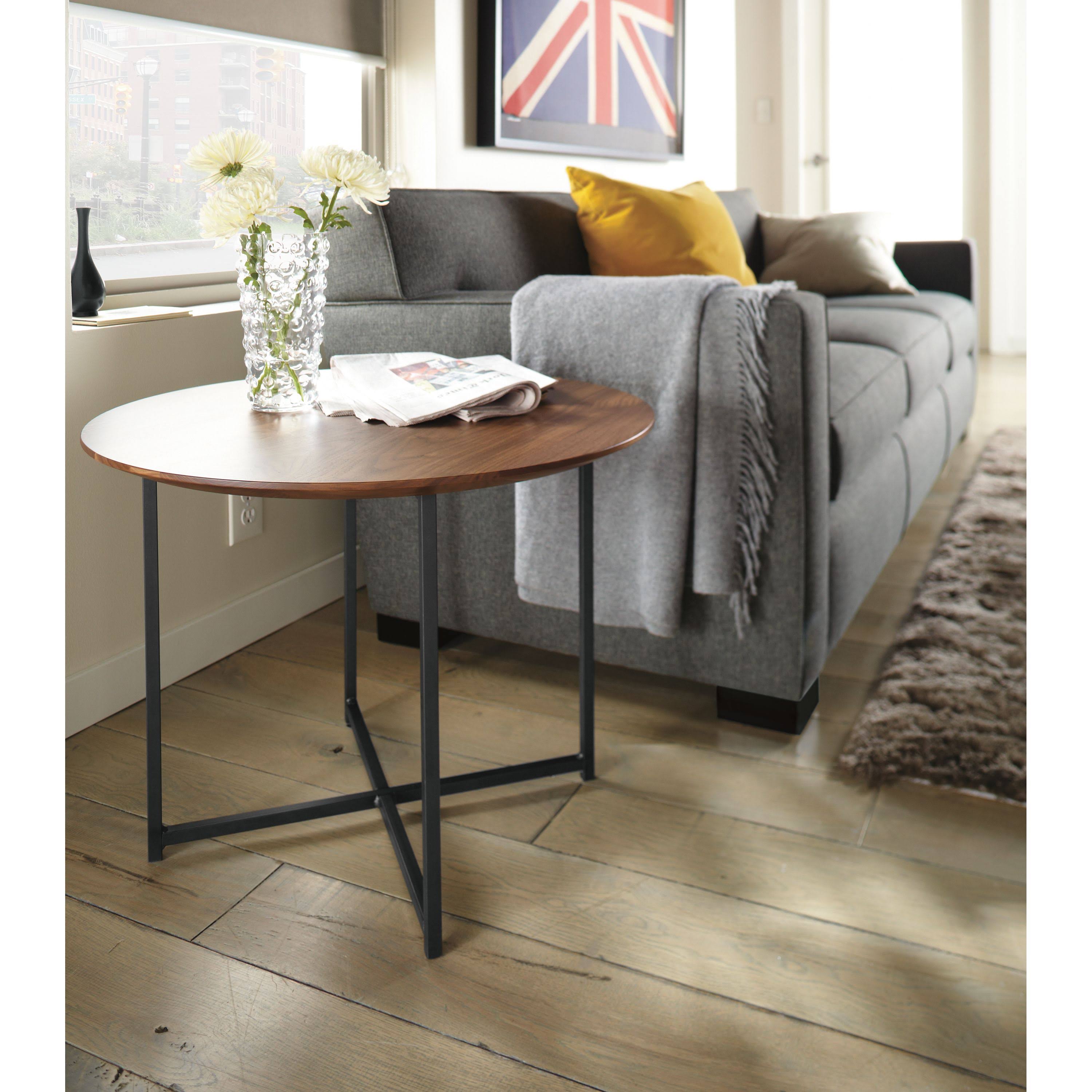 Room u0026 Board | Modern Classic Round End Table in Recycled Natural Steel 18 Diameter 22H in White | Marbled White Quartz Top