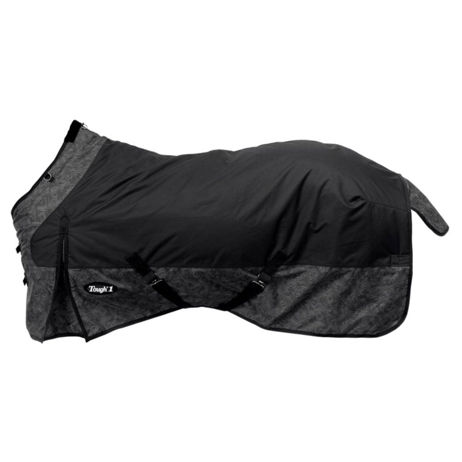 Tough-1 600d Ripstop Poly Waterproof Horse Sheet in Tooled Leather, Black