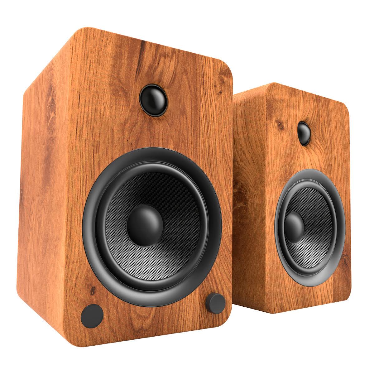 Kanto YU6 Powered Bookshelf Speakers with Bluetooth (Walnut) with SP9 Desktop Stands (Black) 79467378