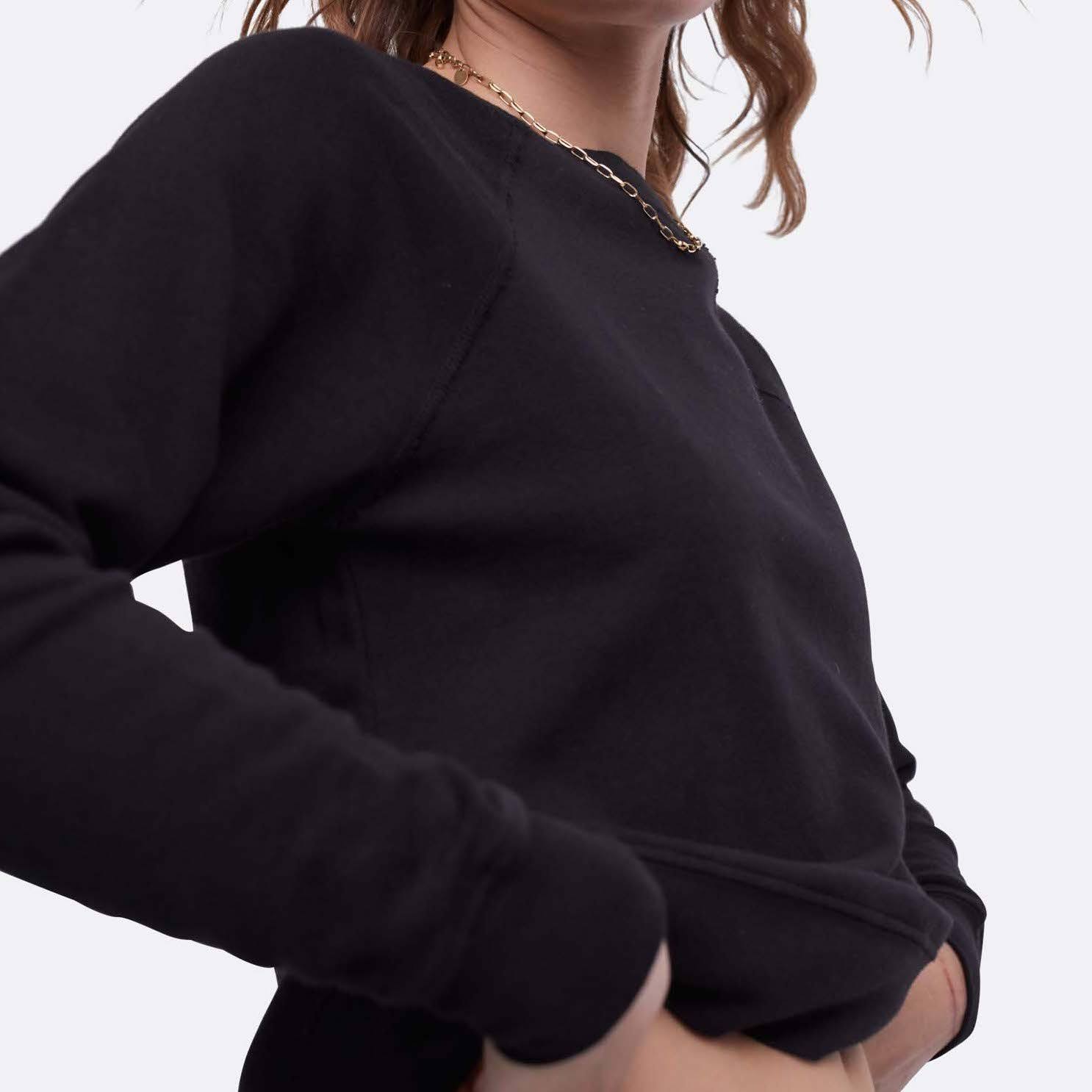 Organic Terry Raglan Sweatshirt Jet Black / Xs