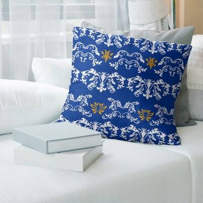 La Football Baroque Square Pillow Cover East Urban Home Color: Blue/White/Bronze, Size: 20x22 x 20