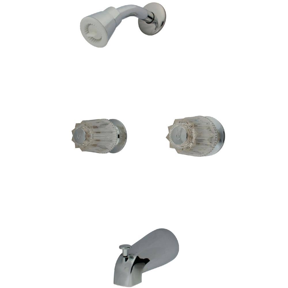 Kingston Brass 2-Handle 1-Spray Tub and Shower Faucet in Polished Chrome (Valve Included) HKF112C