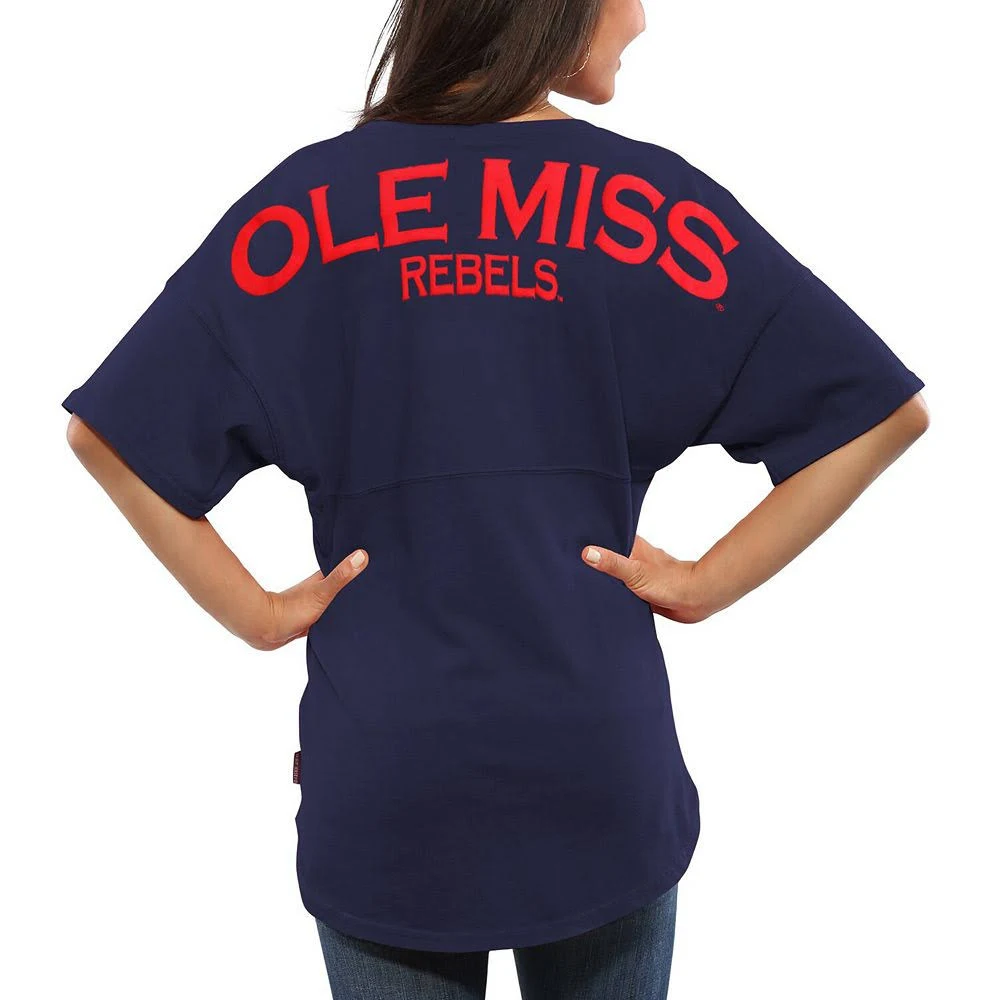 Ole Miss Rebels Women's Navy Spirit Jersey Oversized T-Shirt - Size: Small