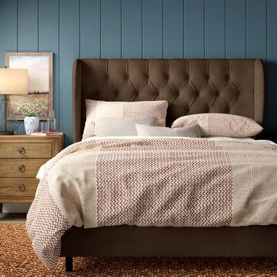 Alcantara Diamond Tufted Upholstered Standard Bed Willa Arlo Interiors Size: Queen, Color: Velvet Chocolate