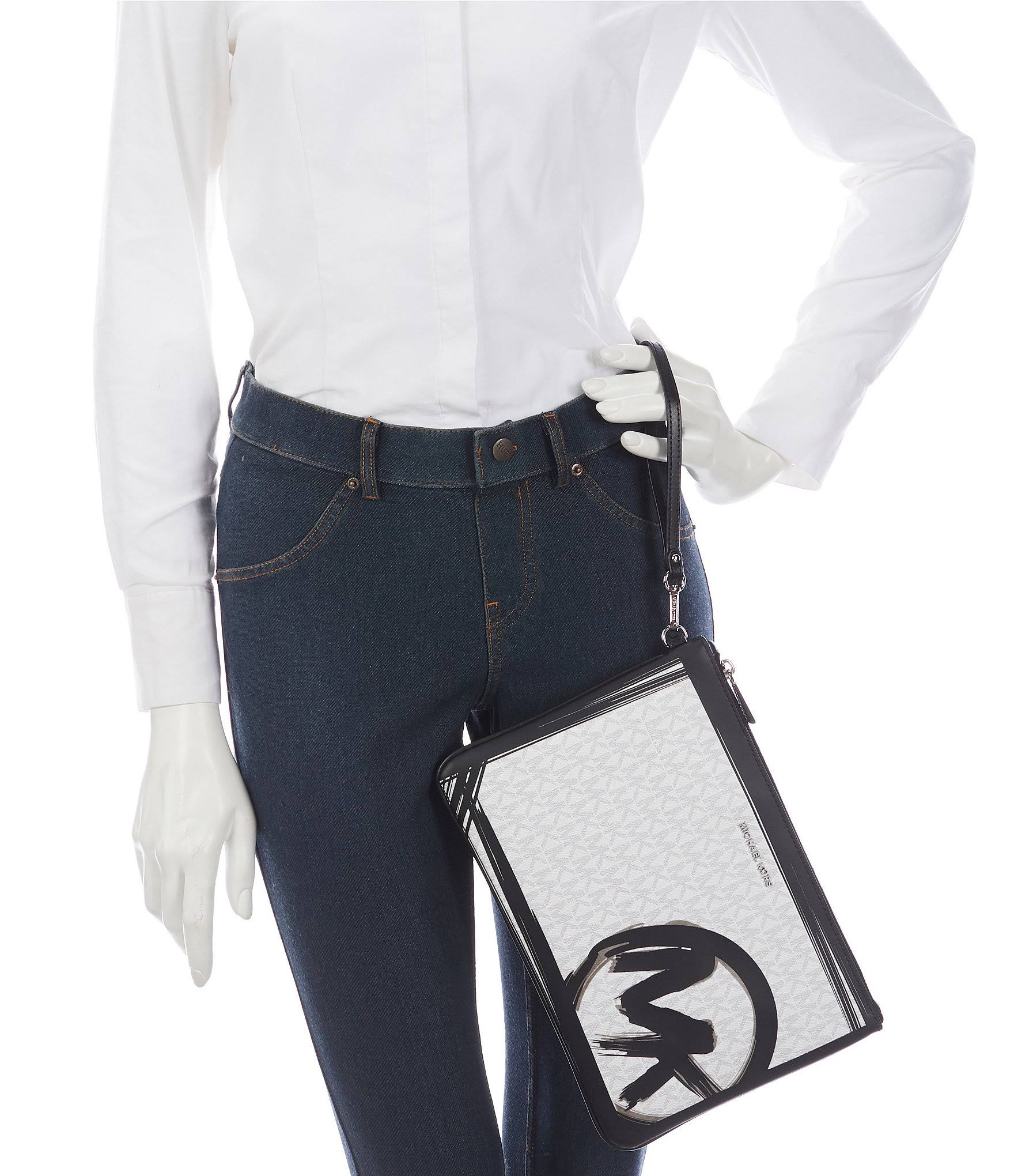 Michael Michael Kors White Jet Set Large Zip Pouch