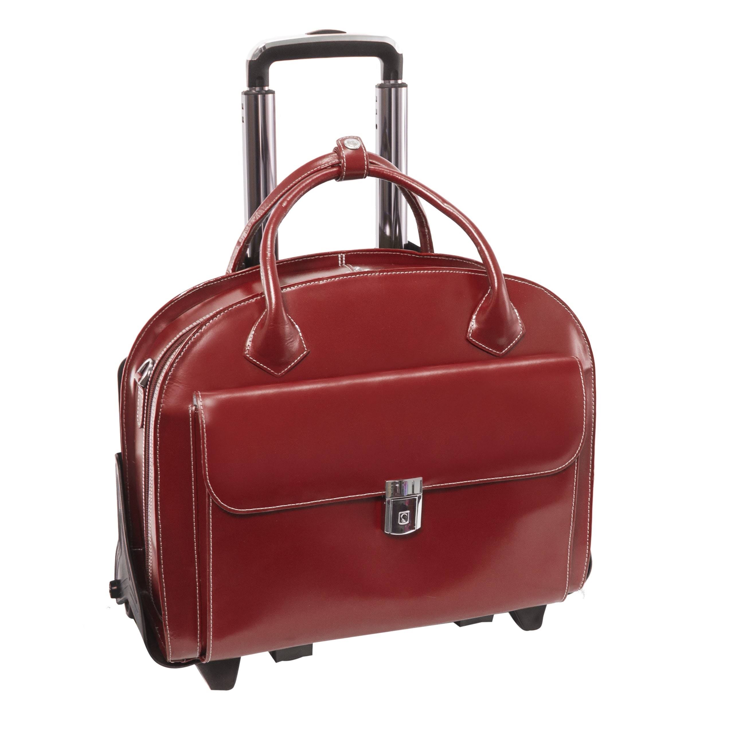 Mckleinusa Glen Ellyn 15.4x22 Leather Wheeled Ladies& Laptop Briefcase - Red